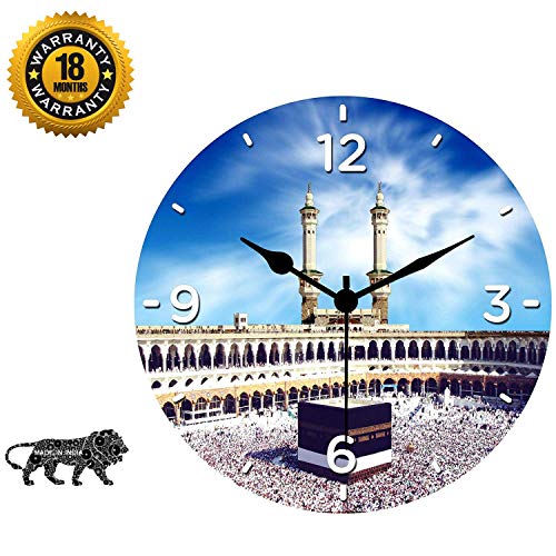 KARTIK Mecca Kaaba Sharif Printed Wall Clock for Home Decor, Round Frameless Design for Living Room, Bedroom, Office, Islamic Religious Wall Art Timepiece for Gifting, 11 Inch Diameter Without Glass - Image 2