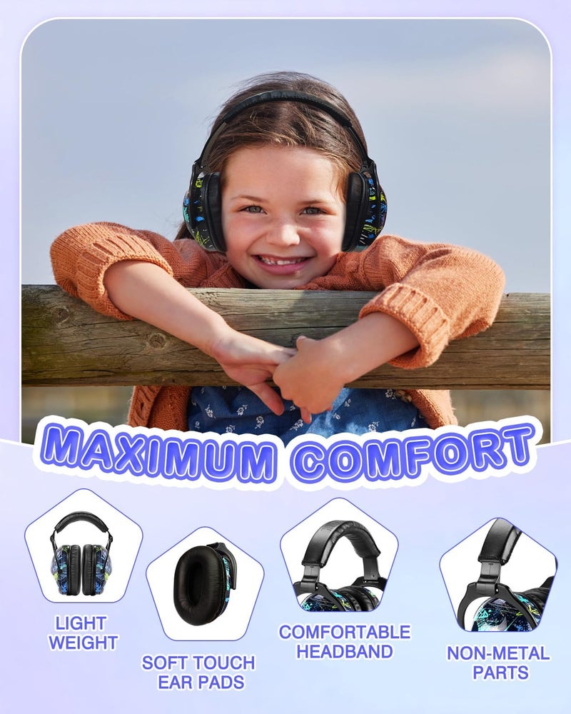 Zohan Kids Ear Protection 2 Pack, Hearing Protection Safety Ear Muffs for Children Have Sensory Issues, Adjustable Noise Reduction Earmuffs for Concerts, Fireworks(Nebula&Rap) - Image 5