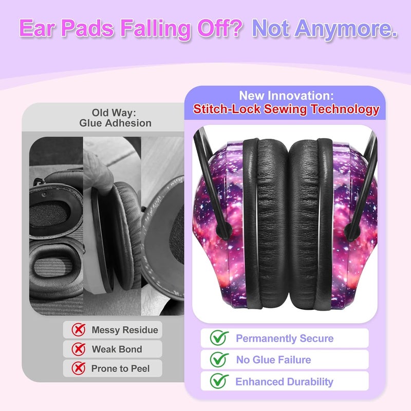 Zohan Kids Ear Protection 2 Pack, Hearing Protection Safety Ear Muffs for Children Have Sensory Issues, Adjustable Noise Reduction Earmuffs for Concerts, Fireworks(Nebula&Rap) - Image 2