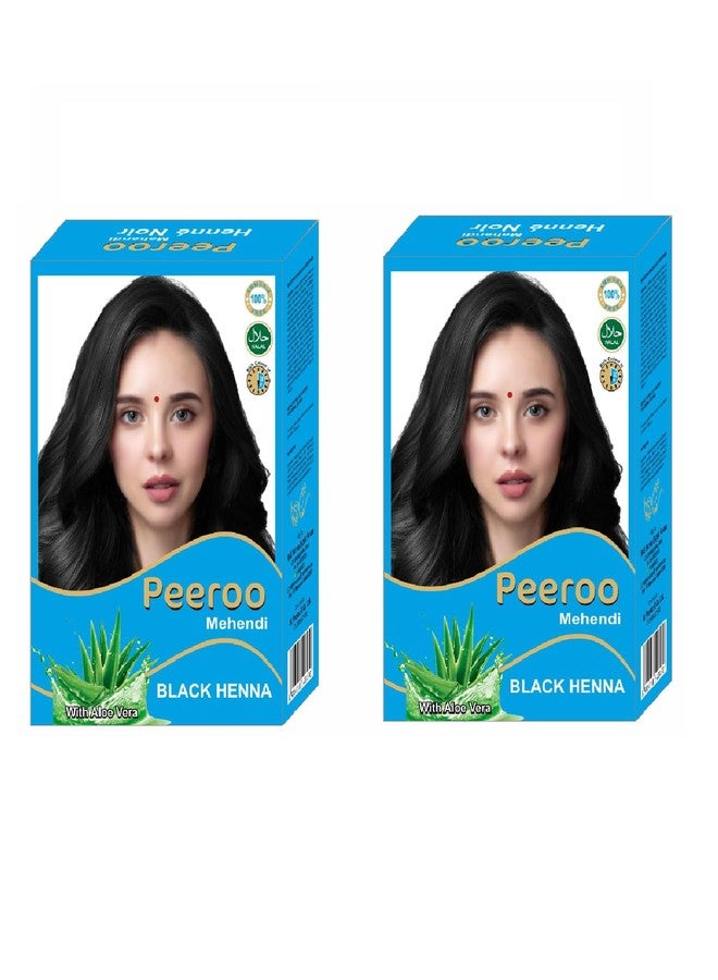 RKS Natural Peeroo Black Herbal Hair Colour for Women & Men | 100% Herbal Henna Hair Colour Powder | No Ammonia | Natural Black Shade | Grey Coverage | Soft & Shiny Hair | 60g (pack of 2) - Image 1