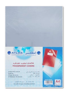ATLAS 100-Piece PVC Clear Sheet For Book Binding 180 Micron Thickness  - Image 1