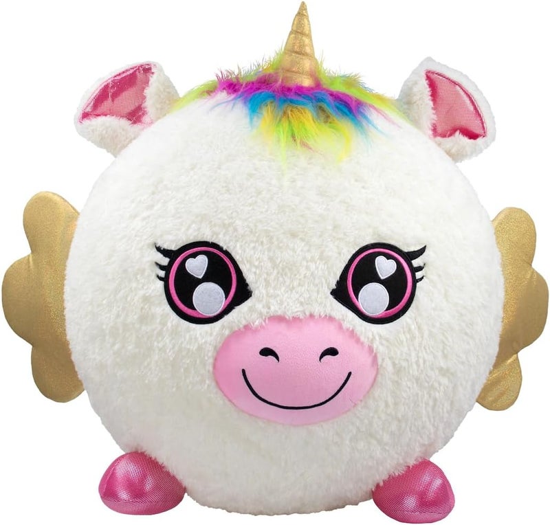 Biggies Unicorn Inflatable Plush Toy, Giant Soft Squishy Fantasy Animal with Pump, Mystery Box Surprise, Huggable Reusable Plush Ball, Fun Gift for Kids Ages 3–10 – Eolo Collectible - Image 1