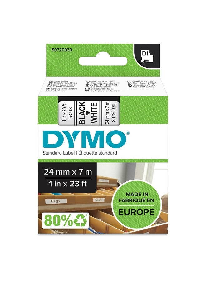 DYMO Authentic D1 Labels, Black Print on White Tape, 24mm x 7m, Self-Adhesive Labels for LabelManager & MobileLabeler Label Printers - Image 1