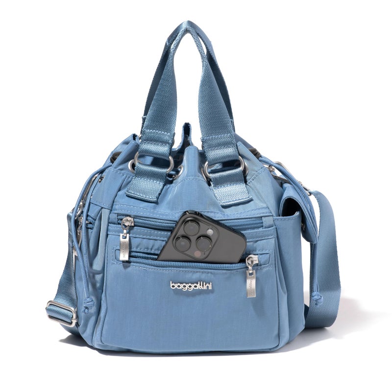 Baggallini Modern Everywhere Drawstring Bag Mini - Crossbody Bag for Women with Top Handle - Bucket Bag Adjustable Strap - Image 4