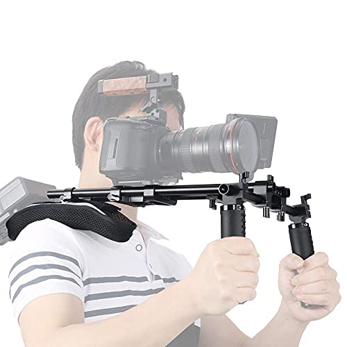 NICEYRIG 15mm Shoulder Pad Support System for DSLR Camera Cinema Camcorder, Shoulder Mount Rig with Base Plate, Aluminum Alloy 16'' 15mm Rod, Handle Set - 435 - Image 3