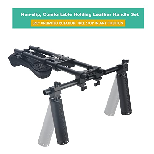 NICEYRIG 15mm Shoulder Pad Support System for DSLR Camera Cinema Camcorder, Shoulder Mount Rig with Base Plate, Aluminum Alloy 16'' 15mm Rod, Handle Set - 435 - Image 5