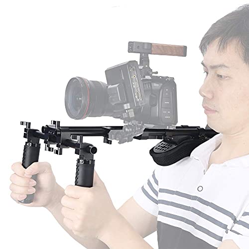 NICEYRIG 15mm Shoulder Pad Support System for DSLR Camera Cinema Camcorder, Shoulder Mount Rig with Base Plate, Aluminum Alloy 16'' 15mm Rod, Handle Set - 435 - Image 4