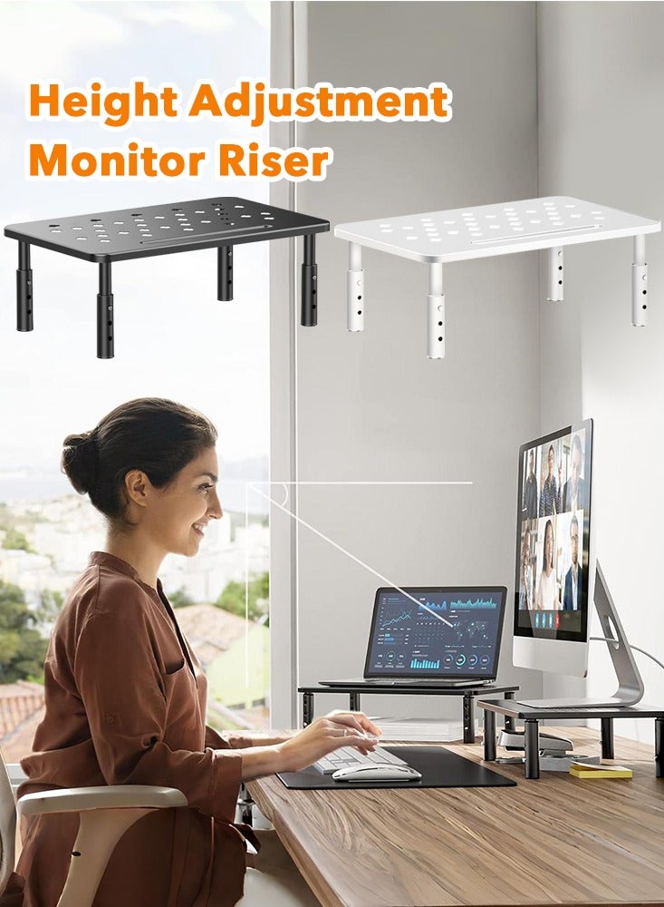 حامل شاشة قابل للتعديل بارتفاع مع حامل هاتف، حامل طابعة كمبيوتر محمول للمكتب والمنزل - Image 1