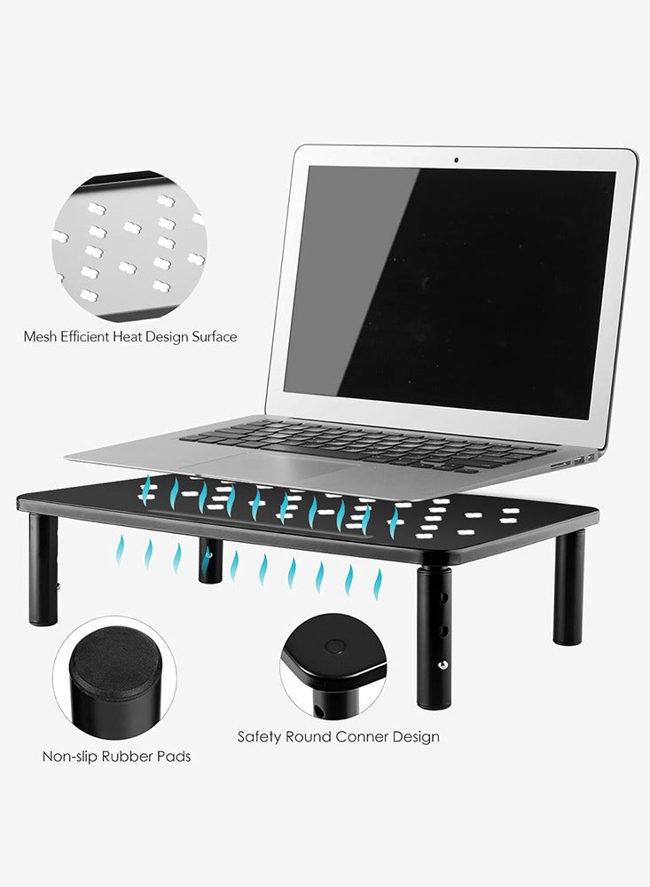 حامل شاشة قابل للتعديل بارتفاع مع حامل هاتف، حامل طابعة كمبيوتر محمول للمكتب والمنزل - Image 3