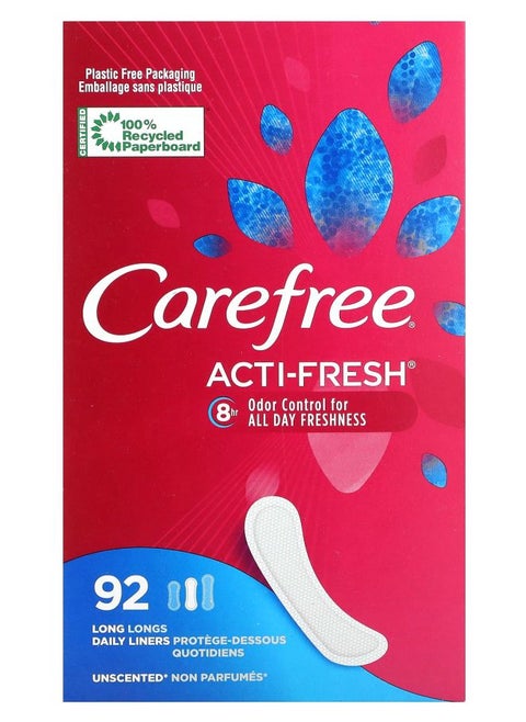 Acti-Fresh Daily Liners Long Unscented 92 Liners