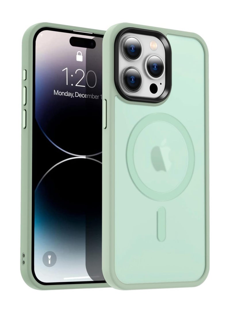 Magnetic Case for iPhone 15 6.1-Inch Compatible with MagSafe, Translucent Matte Back Slim Shockproof Phone Cover (Green) - Image 1