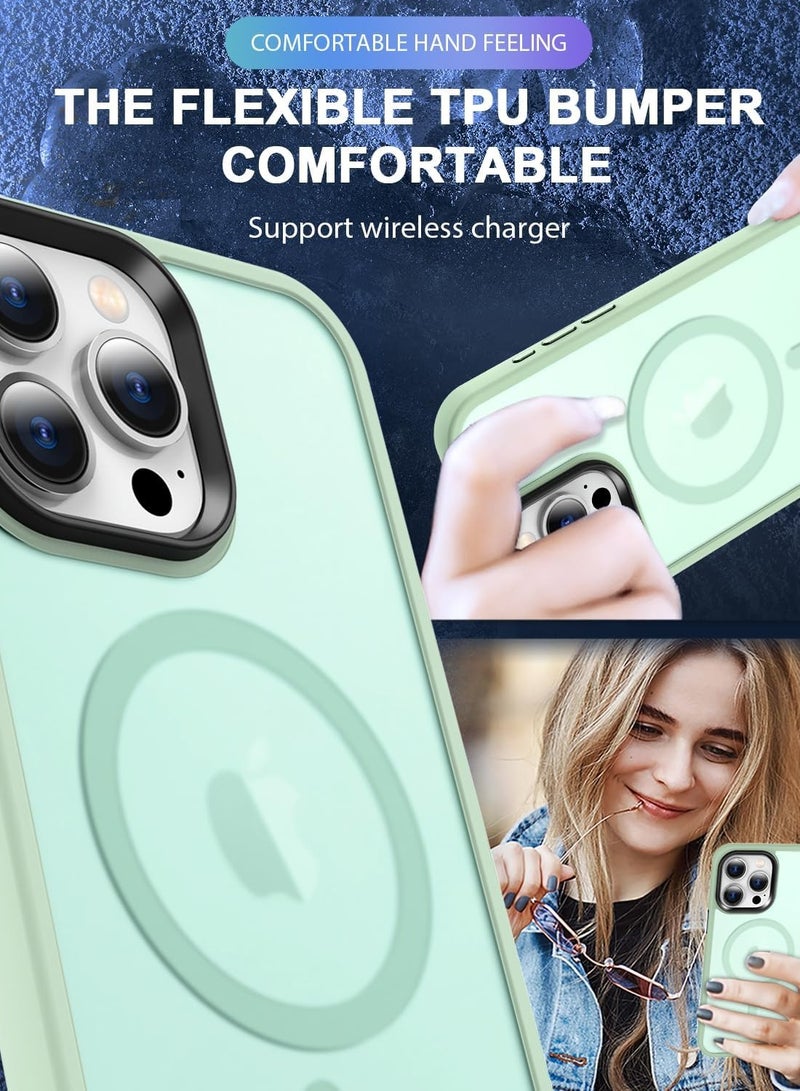 Magnetic Case for iPhone 15 6.1-Inch Compatible with MagSafe, Translucent Matte Back Slim Shockproof Phone Cover (Green) - Image 4