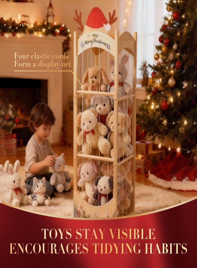 deepredcoast Stuffed Animal Storage,Christmas Reindeer Stuffed Animal Organizer, Movable Stuffed Animal Holder with Elastic Cords for Nursery Playroom Kidroom Bedroom - Image 4