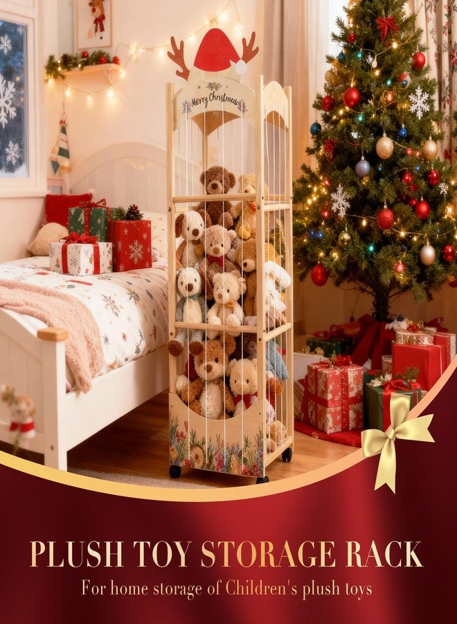 deepredcoast Stuffed Animal Storage,Christmas Reindeer Stuffed Animal Organizer, Movable Stuffed Animal Holder with Elastic Cords for Nursery Playroom Kidroom Bedroom - Image 2