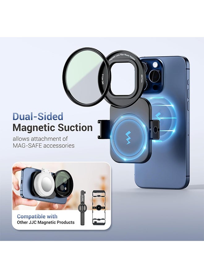 JJC 67mm Phone Lens Filter Adapter Mount for iPhone 16 15 14 Pro Pro Max Plus, Double-Sided Magnetic Phone Lens Filter Ring with 1/4-20" Screw & Cold Shoe Mount Pull-Out to fit 16 15 Pro Max (No Filters - Image 2