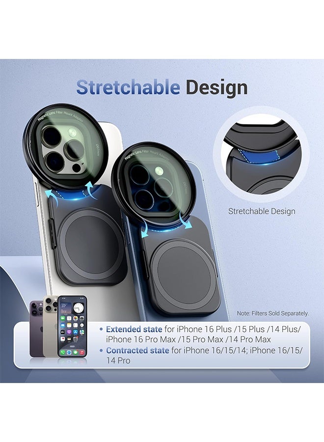 JJC 67mm Phone Lens Filter Adapter Mount for iPhone 16 15 14 Pro Pro Max Plus, Double-Sided Magnetic Phone Lens Filter Ring with 1/4-20" Screw & Cold Shoe Mount Pull-Out to fit 16 15 Pro Max (No Filters - Image 3