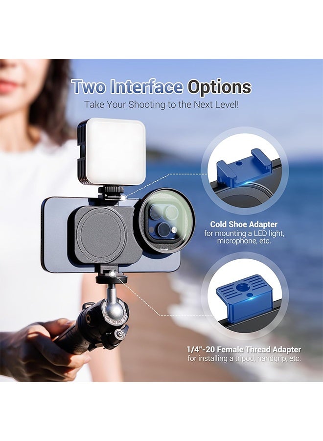 JJC 67mm Phone Lens Filter Adapter Mount for iPhone 16 15 14 Pro Pro Max Plus, Double-Sided Magnetic Phone Lens Filter Ring with 1/4-20" Screw & Cold Shoe Mount Pull-Out to fit 16 15 Pro Max (No Filters - Image 4