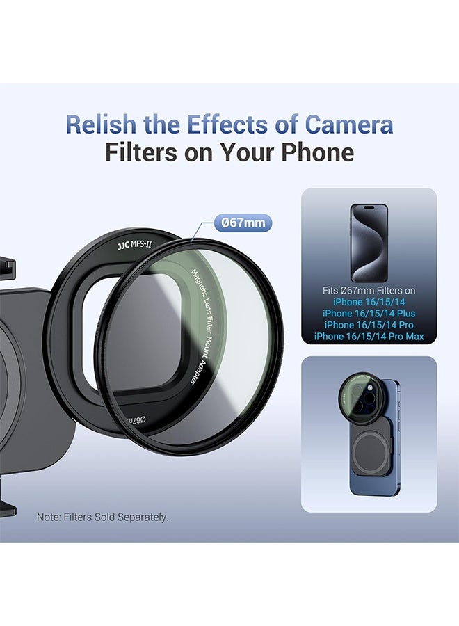 JJC 67mm Phone Lens Filter Adapter Mount for iPhone 16 15 14 Pro Pro Max Plus, Double-Sided Magnetic Phone Lens Filter Ring with 1/4-20" Screw & Cold Shoe Mount Pull-Out to fit 16 15 Pro Max (No Filters - Image 5