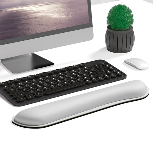 Dapesuom Enlarge Keyboard Wrist Rest, Cute Memory Foam Keyboard Wrist Cushion for Computer Desk Mats Support, Typing Pain Relief Ergonomic Mouse Pad Rests with Non-Slip Base for Gaming, Laptop, Gray - Image 2