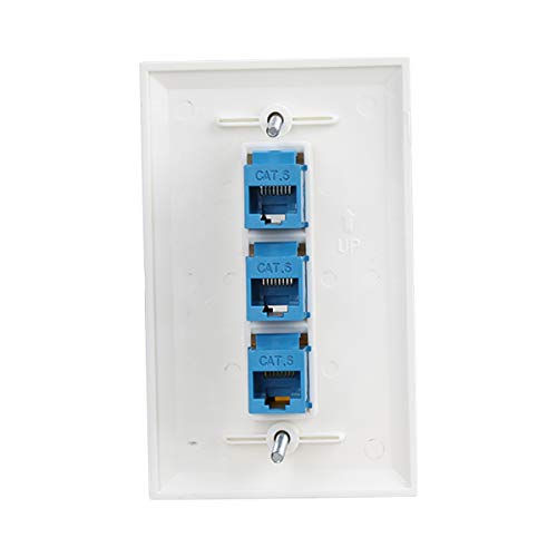 Phizli 3 Port Ethernet Wall Plate,Cat 6 Wall Plate Female-Female Compatible with Cat6/6e/5/5e Ethernet Devices -Blue - Image 4