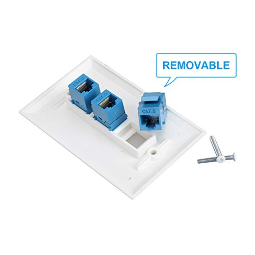 Phizli 3 Port Ethernet Wall Plate,Cat 6 Wall Plate Female-Female Compatible with Cat6/6e/5/5e Ethernet Devices -Blue - Image 2