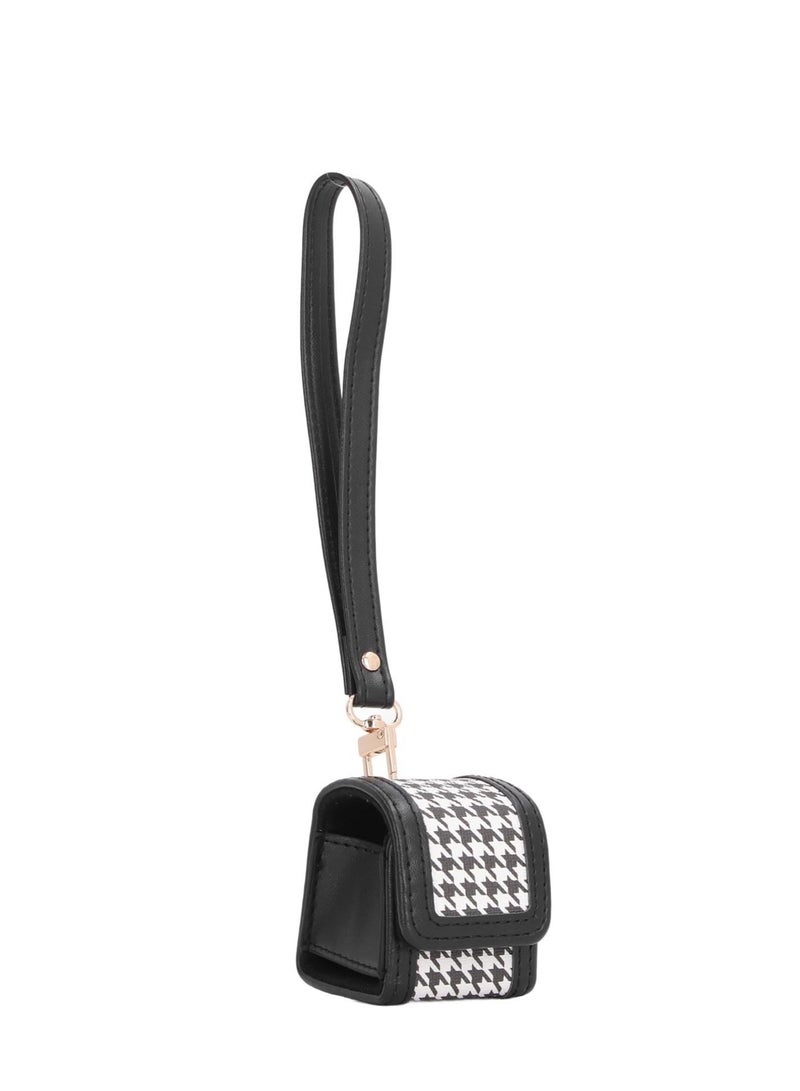 Carrying Case for Fuji Instax Pal Stylish Plaid Pattern PU Protective Carrying Case for Instant Camera Portable Travel Storage Cover Bag with Hand Strap (Black) - Image 1