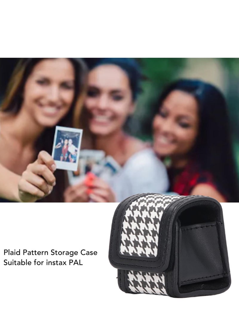 Carrying Case for Fuji Instax Pal Stylish Plaid Pattern PU Protective Carrying Case for Instant Camera Portable Travel Storage Cover Bag with Hand Strap (Black) - Image 2