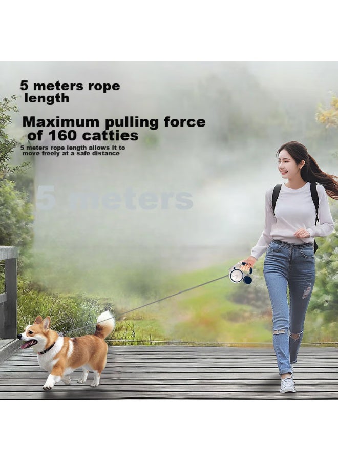 HelloJoy ojoy Automatic Retractable Leash With Light For Small And Medium Dogs, Anti-explosion Dog Walking Rope, Blue 5-meter Long Cord - Image 2