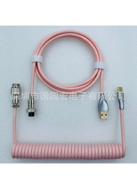 Macaron Keyboard Custom Coiled Cable PALE RED AIRLINE