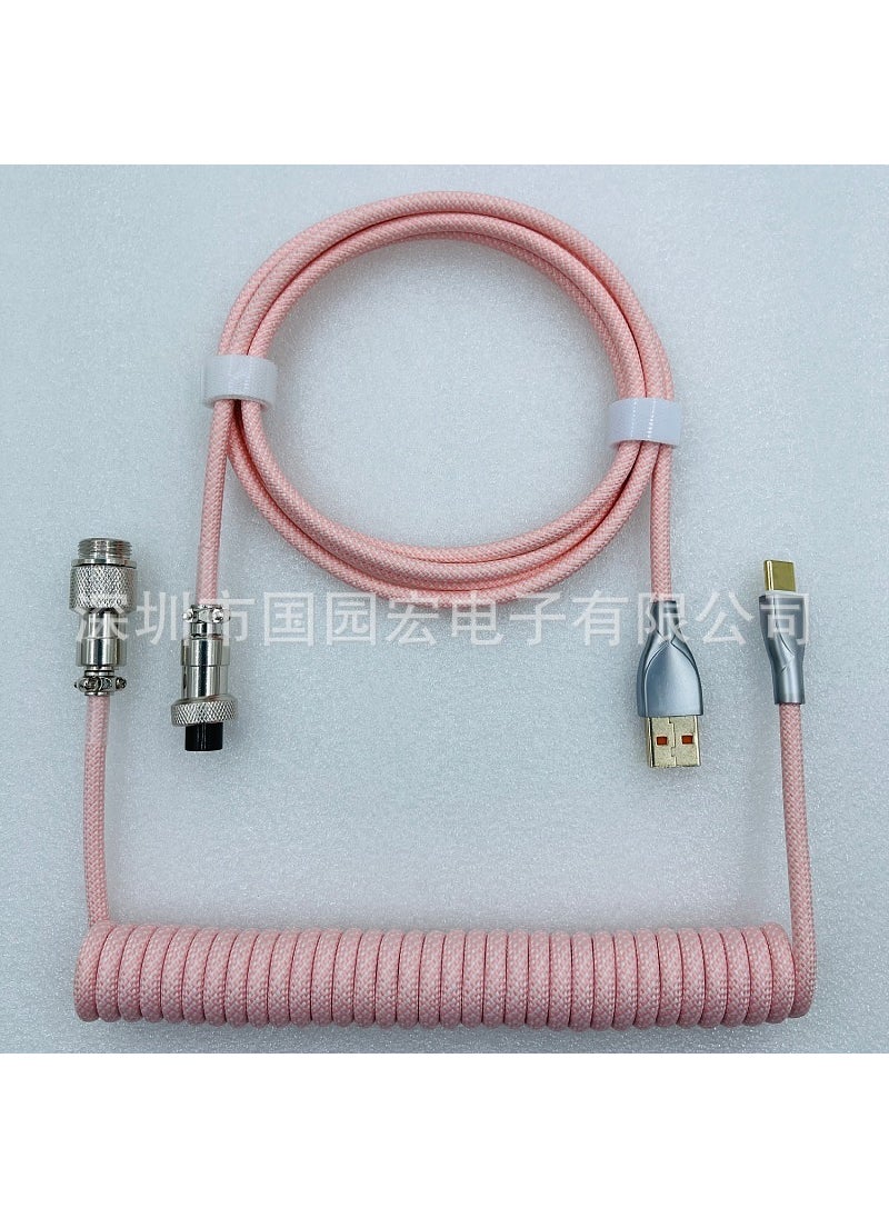 Generic Macaron Keyboard Custom Coiled Cable PALE RED AIRLINE 