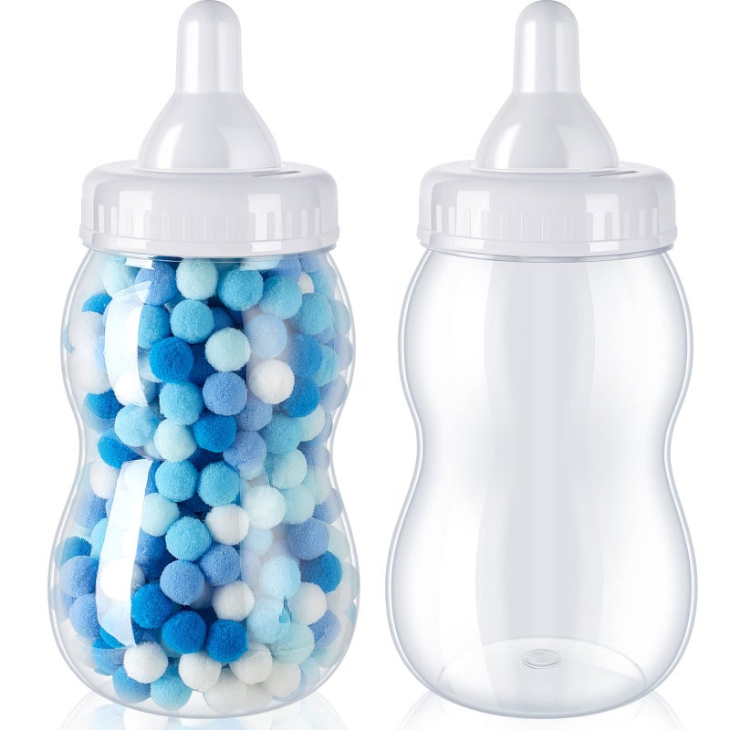 Tessco 2 Pcs 13'' Big Baby Bottles for Baby Shower Games,large Baby Bottles Plastic Baby Milk Bottle Jumbo Baby Bottle Bank Giant Candy Bottle for Baby Boy Girl Party Favor (White) - Image 1