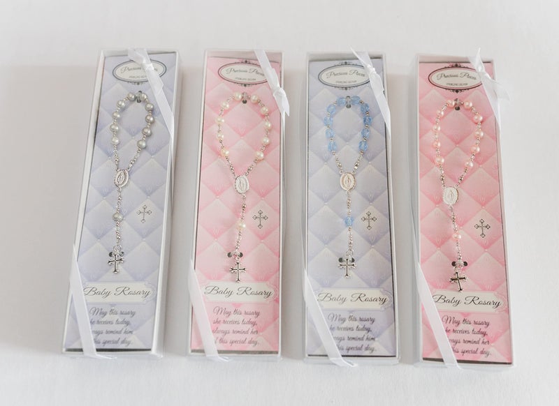 Precious Pieces Precious Pieces Sterling Silver Gray Baby Rosary Baptism Gift  - Image 4