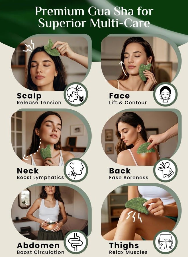 Rena Chris Body Gua Sha Tools, Natural Xiuyan Jade GuaSha Tool, Manual Massage Sticks for Jawline Sculpting and Puffiness Reducing, Whole Body Skin Care Massager (Green) - Image 3