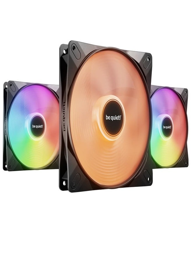 be quiet! Light Wings LX 140 mm PWM High-Speed Fan, Includes 3 Fans, Illuminated Hub and Frosted Fan Blades, Many Colours and Effects, ARGB Cable with Option for Series Connection - Image 1