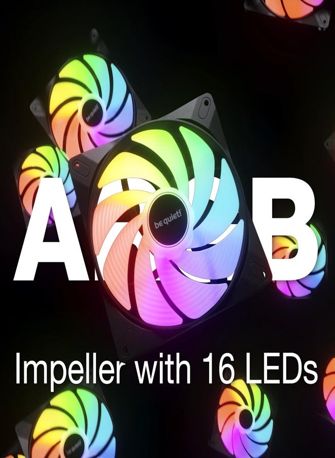 be quiet! Light Wings LX 140 mm PWM High-Speed Fan, Includes 3 Fans, Illuminated Hub and Frosted Fan Blades, Many Colours and Effects, ARGB Cable with Option for Series Connection - Image 2