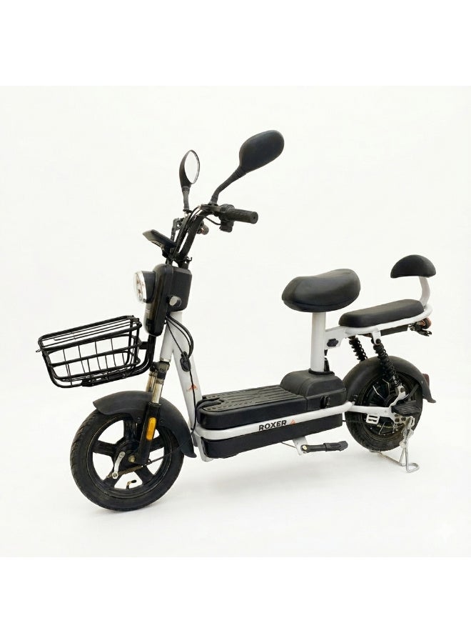 Roxer Electric Scooter for Adults 2-Seater Model 48V 350W Motor, 40km/h Top Speed, Includes Front Basket, Digital Display, Anti-Theft, and LED Headlights Professional Assembly Recommended - Image 1