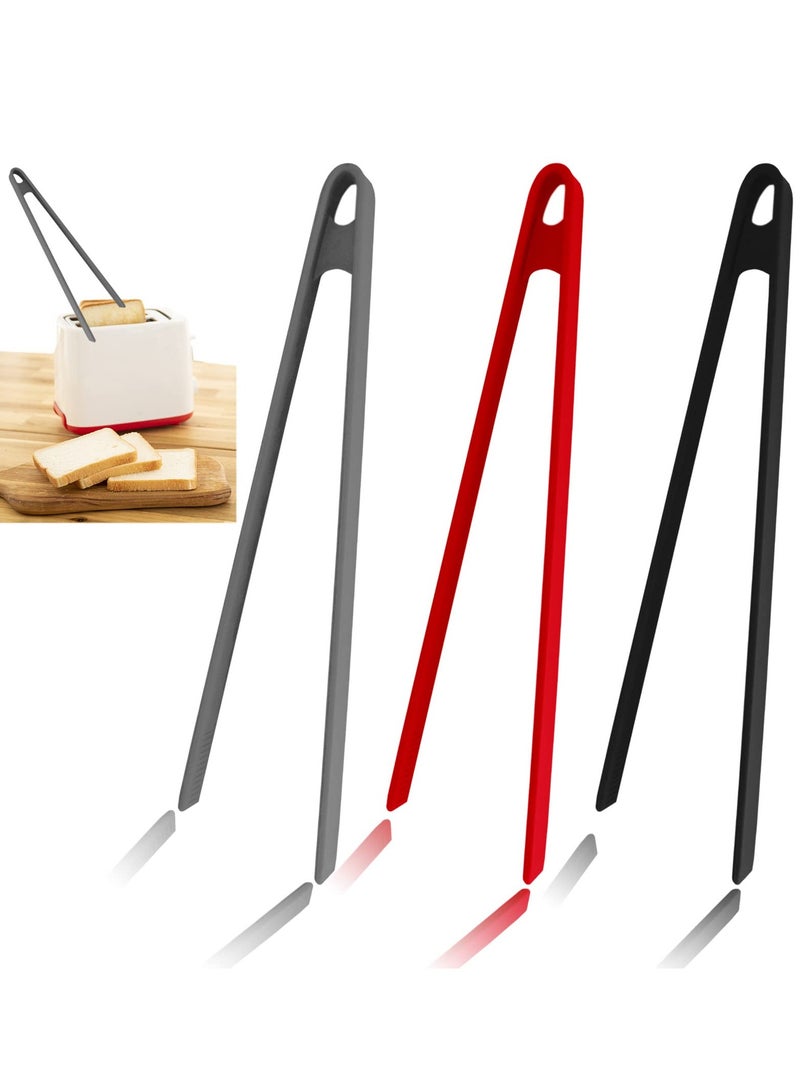 Kitchen Cooking Tongs Clips, Silicone Heat Resistant Non-Slip Nonstick Food Tripod Tongs, 11.4" Clips for BBQ Steak Salad Toaster 3 Pcs  - Image 1