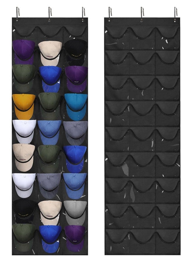 Dofilachy Hat Rack - Hat Organizer - Hat Racks for Baseball Caps, Visible Hat Holder - Baseball Rack for Wall Door with 3 Hooks, 27 Deep Pockets - Image 1