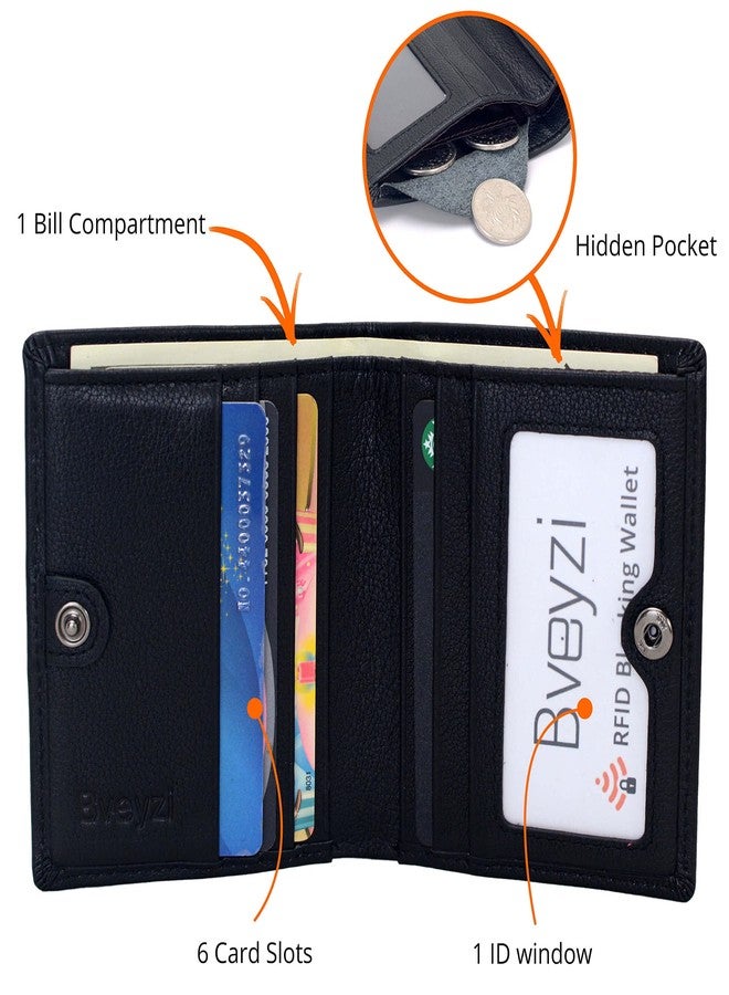 Bveyzi Ultra Slim Small RFID Wallet for Women, Leather Tiny Thin Bifold Pocket Ladies Wallet - Image 4