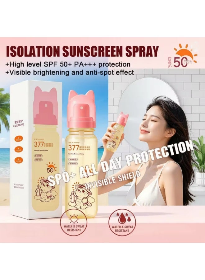 بخاخ واقي من الشمس متعدد التأثيرات مضاد للتجاعيد ومبيض للبشرة بعامل حماية SPF50 PA+++، يوفر حماية من الأشعة فوق البنفسجية للاستخدام الخارجي - Image 2