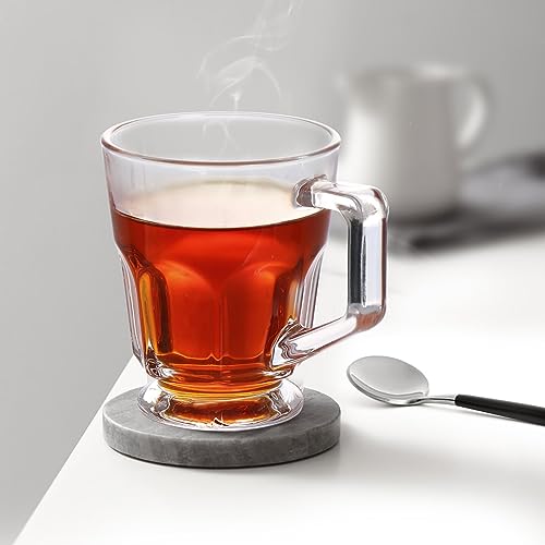bellemax 160ML Premium Glass Tea and Coffee Cup Glass Mug, Transparent,Glass Cups Set for Milk Cup, Hot/Cold Drinks Cups, Herbal Tea, Green Tea, Lemon Tea Cup Set of (6) - Image 1