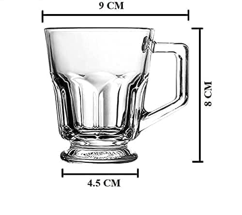 bellemax 160ML Premium Glass Tea and Coffee Cup Glass Mug, Transparent,Glass Cups Set for Milk Cup, Hot/Cold Drinks Cups, Herbal Tea, Green Tea, Lemon Tea Cup Set of (6) - Image 3