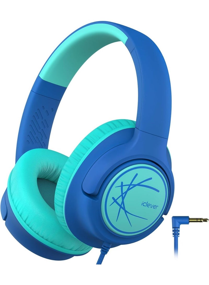 iClever Kids Headphones, Wired Headphones for Kids 85dBA Safe Volume Limit, Stereo Sound Foldable Adjustable Over Ear, 3.5mm Jack Boys Girls Childrens Headphones for School/Travel/Tablet/PC - Image 1