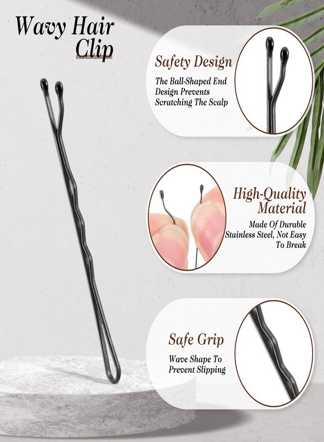DOPENSPI 200PCS Mini Bobby Pins, Small Wavy Hair Pins Metal Curved Hair Pin Wavy HairClip Classic HairAccessories for Women All HairTypes 1.97 Inch (Black) - Image 4