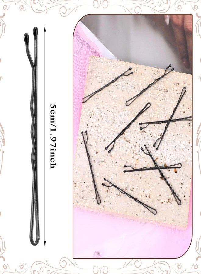 DOPENSPI 200PCS Mini Bobby Pins, Small Wavy Hair Pins Metal Curved Hair Pin Wavy HairClip Classic HairAccessories for Women All HairTypes 1.97 Inch (Black) - Image 3