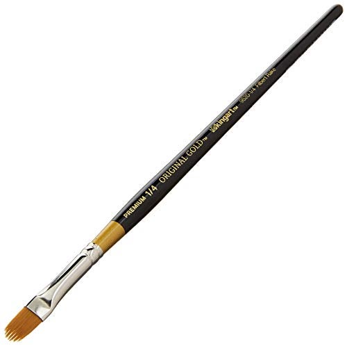 KINGART Premium Original Gold 9520-1/4 Filbert RAKE Series Artist Brush, Golden Taklon Synthetic Hair, Short Handle, for Acrylic, Watercolor, Oil and Gouache Painting, Size 1/4" - Image 2