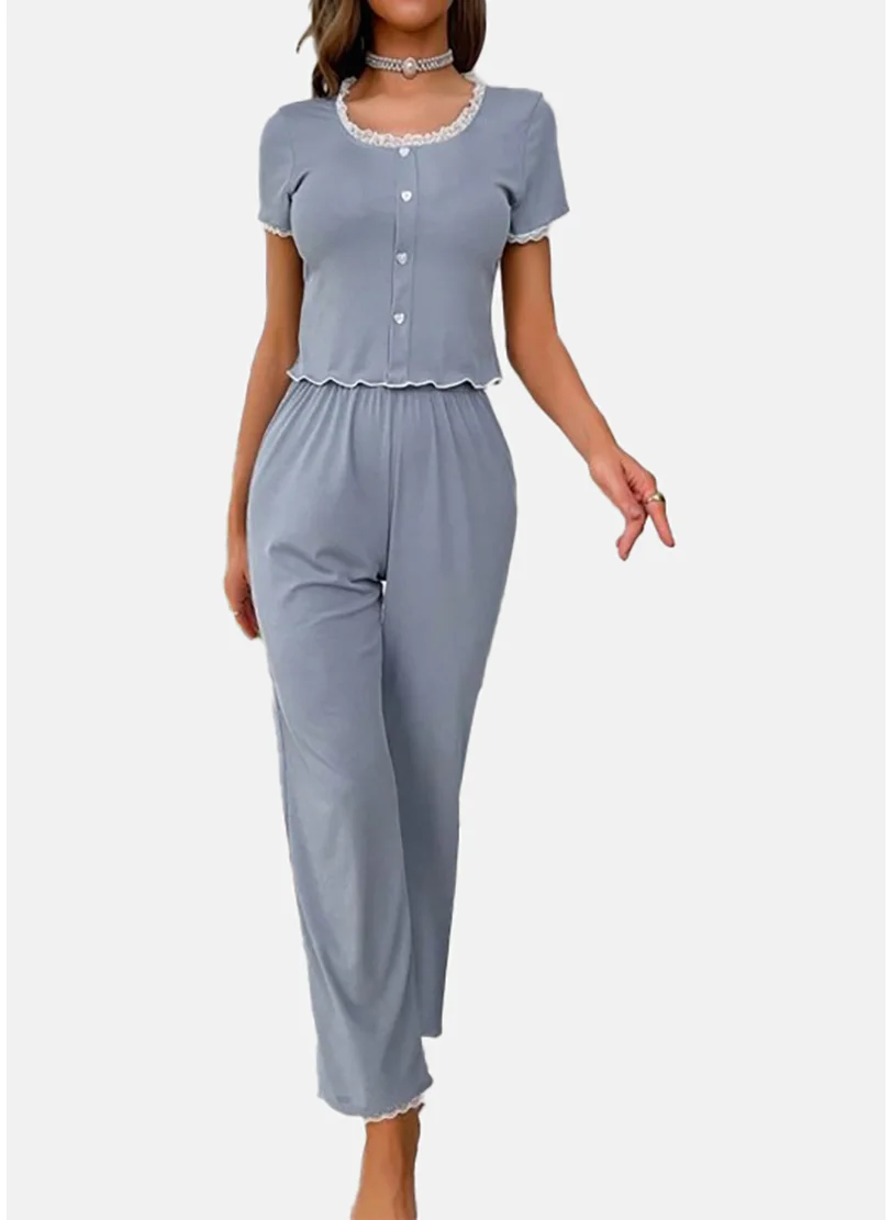 يونيكي Blue Solid Pyjamas & Top