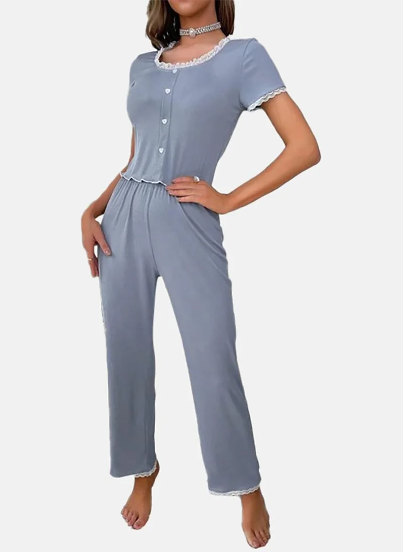 YUNIQEE Blue Solid Pyjamas & Top