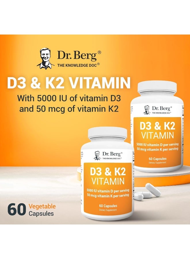 Dr. Berg Nutritional D3 K2 Vitamin 5000 IU w/MCT Powder - Includes 50 mcg MK7 Vitamin K2, Purified Bile Salts, Zinc And Magnesium for Ultimate Absorption - K2 D3 Vitamin Supplement - 60 Capsules - Image 4