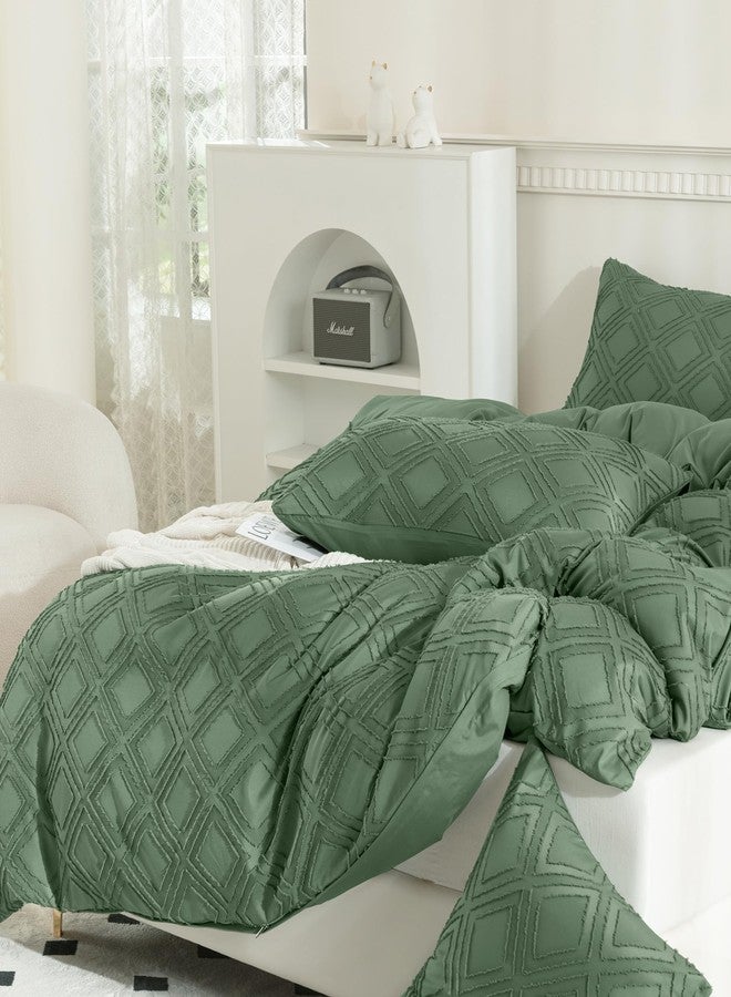 أغطية وسائد جيليموني، مقاس قياسي، لون أخضر، عبوة من قطعتين، بنقشة مربعات بوهيمية، مقاس 20 × 26 بوصة، مصنوعة من البوليستر، بتصميم مغلف، مزخرفة بنقشة بوهيمية (الوسائد غير متضمنة). - Image 4